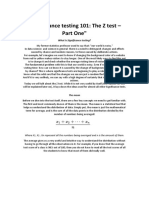 "Significance Testing 101: The Z Test - Part One": My Former Statistics Professor Used To Say That: "Our World Is Noisy."