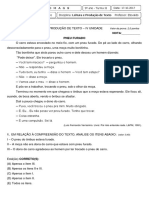 Interpretação Textual - LPT IV Unidade 9º Ano B