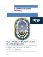 Reacciones de Identificacion de Cationes Grupo I