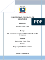 Acta de Audiencia de Adecuacion Del Procedimiento Expedito de Flagrancia