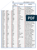 Irregular Verbs List Level