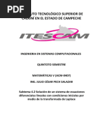 Subtema 4.2 Solución de Un Sistema de Ecuaciones Diferenciales Lineales Con Condiciones Iniciales Por Medio de La Transformada de Laplace