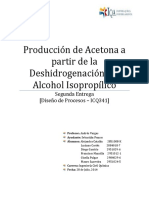 Produccion de Acetona A Partir de Deshidrogenacion de Alcohol Isopropilico PDF