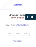 Lithium-Ion Battery: Data Sheet