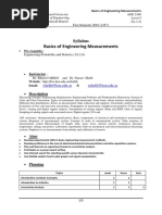 Basics of Engineering Measurements: Syllabus