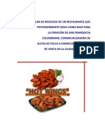 “Plan de Negocios de Un Restaurante Que Posteriormente Sirva Como Base Para La Creación de Una Franquicia Colombiana, Comercializadora de Alitas de Pollo a Domicilio y en Punto de Venta en La Ciudad de Bogotá”