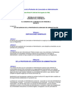 Ley de Ejercicio de La Profesion de Licenciado en Administracion - Gaceta Oficial N3004 de Fecha 26 de Agosto de 1982