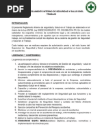 Reglamento Interno de Seguridad y Salud en El Trabajo CONSORCIO SANTA MARIA (LIBROS PEQUEÑOS)