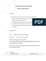 A Detailed Lesson Plan For Grade-8 English Direct and Indirect Speech