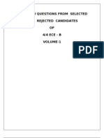 Interview Questions From Selected and Rejected Candidates OF 4/4 ECE - B Volume-1