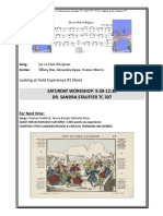 SATURDAY WORKSHOP: 9:30-12:30 Dr. Sandra Stauffer TC 307: Looking at Field Experience #1 Sheet