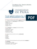 Test de Aptitud Academico Universidad de Piura 2014