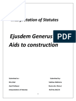 Interpretation of Statutes: Ejusdem Generus and Aids To Construction