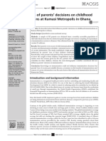 Determinants of Parents' Decisions On Childhood Immunisations at Kumasi Metropolis in Ghana