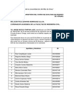 Año de La Consolidación Del Mar de Grau: Solicito: Apertura Del Curso de Ecologia en Periodo de Verano