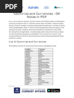 Countries and Currencies GK Notes in PDF