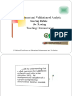 Evelopment and Validation of Analytic Scoring Rubric Teaching Demonstration