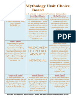 6th Grade Mythology Unit Choice Board