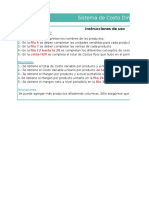 Planilla de Excel de Sistema Costo Directo