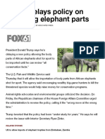 Trump Delays Policy On Importing Elephant Parts: Posted 10:42 PM, November 17, 2017, by Associated Press