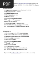 Analisis de Oraciones Simples para Subrayar: S, CD, CD, CI, CCC