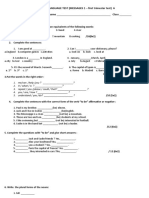 ENGLISH LANGUAGE TEST (MESSAGES 1 - First Trimester Test) A Student's Name and Surname - Class