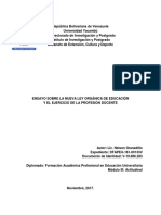 Ensayo Sobre Ley Organica de Educacion y Ejercicio de La Profesion Docente