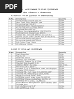 Maint. Solar Equip. Tools List