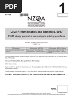 NZ Qualifications Authority LVL 1 Math/Stats Exam 2017