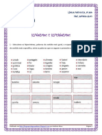 Hipónimos e Hiperónimos - Exercícios PDF