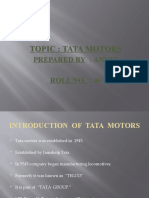 Topic: Tata Motors: Prepared By: Ankit Roll No.: 46