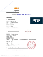 MSDS Citric Acid - CBZR - Hoja de Seguridad