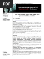 Free Hand Technique Lumbar Spine Pedicle Screw Placement in Indian Population