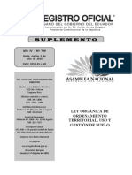 Registro Oficial #790 Ley Orgánica de Ordenamiento Territorial, Uso y Gestión de Suelo