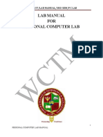 Lab Manual FOR Personal Computer Lab: WCTM /It/Lab Manual/3Rd Sem/Pc Lab