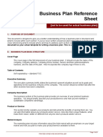 Business Plan Reference Sheet