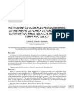 Instrumentos Musicales Precolombinos: La "Antara" o La Flauta de Pan Andina en El Formativo Final (300 A.c.) e Intermedio Temprano (100.C.)