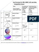 Volume and Surface Area Formulas For GRE