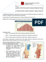 Ficha Informativa A Distribuição Da Temperatura No Território Nacional