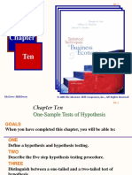 Chapter 10 One Sample Tests of Hypothesis