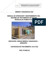 MANUAL DE OPERACIÓN Y MANTENIMIENTO DEL SISTEMA DE TRATAMIENTO DE AGUAS RESIDUALES DOMESTICAS. (Recuperado)