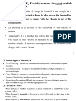 Elasticity of Demand (E) Elasticity Measures The Extent To Which Demand Will Change