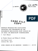 FORTRAN Program For Calculating Velocities and Streamlines On The Hub-Shroud Mid-Channel Flow Surface of An Axial - or Mixed-Flow Turbomachine I PDF