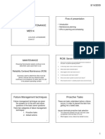 Proactive Maintenance ME514 ME514: Flow of Presentation