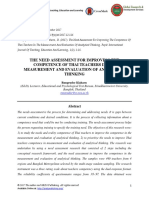 The Need Assessment For Improving The Competence of Thai Teachers in The Measurement and Evaluation of