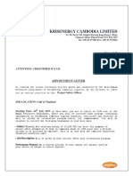 Krisenergy Cambodia Limited: Appointment Letter