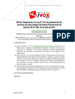 Bolivia: Reglamento A La Ley #475, de Prestaciones de Servicios de Salud Integral Del Estado Plurinacional de Bolivia, DS #1984, 30 de Abril de 2014