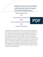 When Children Fail in School: What Teachers and Parents Need To Know About Learned Helplessness