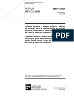 NBR 14 - Cimento - Analise Quimica - Metodo de Arbitragem para Determinacao de Dioxido de Silicio