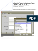 Personalization To Restrict Values in Customer Name, Number LOV in Sales Order Form